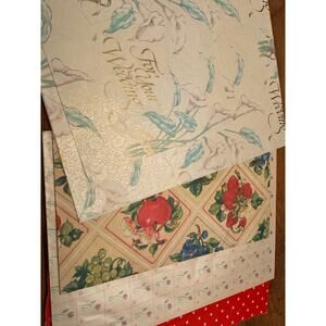 Lot of vintage miscellaneous wrapping paper wedding fruit flowers hearts